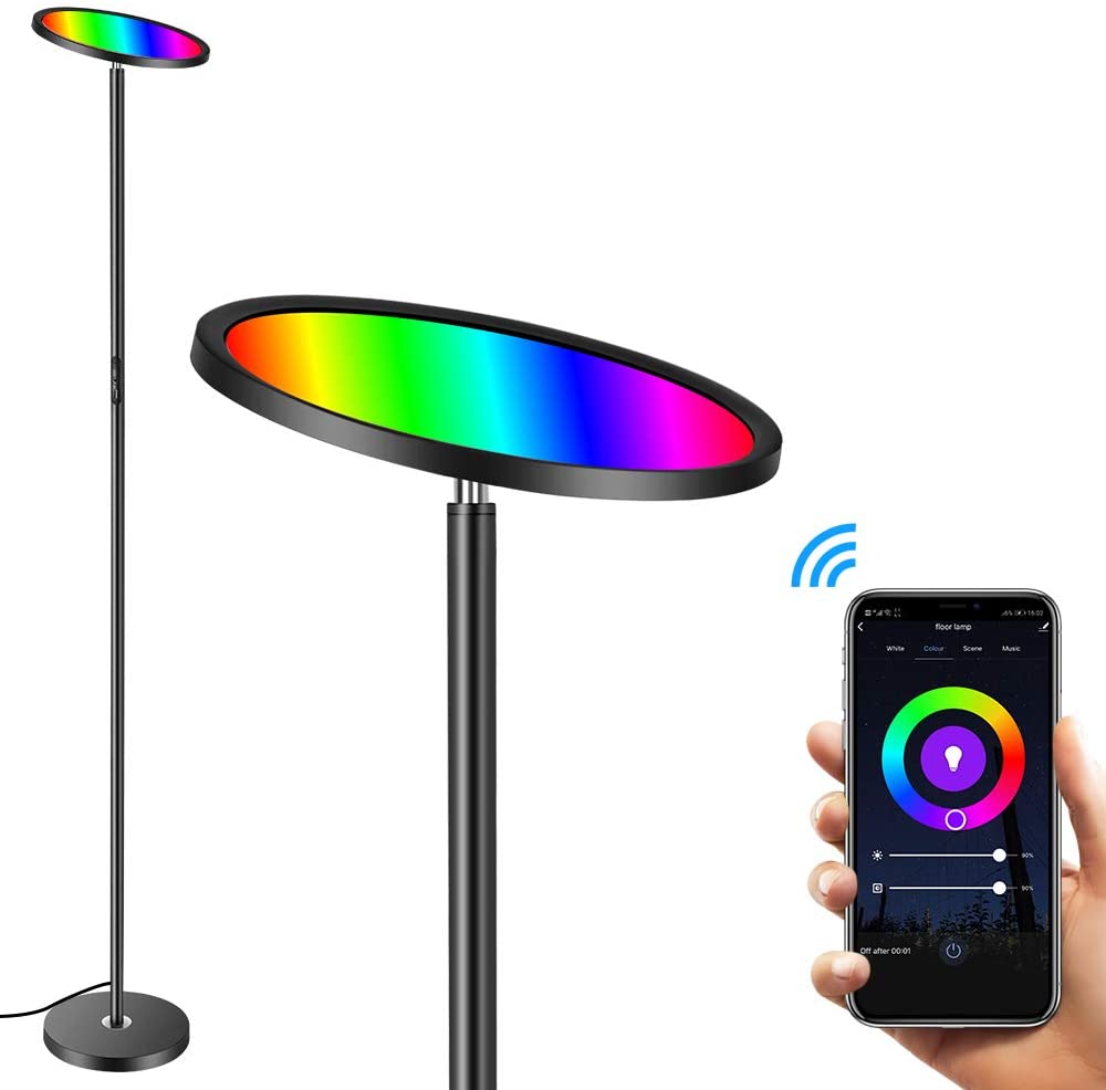 Floor Lamp, HueLiv Super Bright RGBW Smart WiFi LED Floor Lamp for Reading