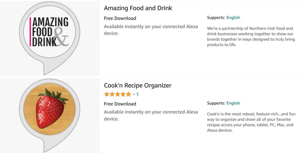 alexa food skills