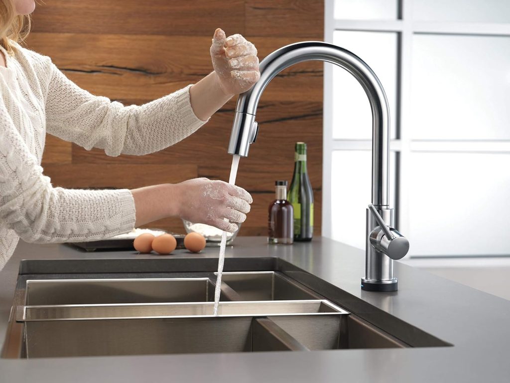 
Delta Faucet Trinsic VoiceIQ Touchless Kitchen Faucet 