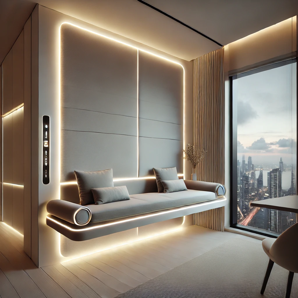 Floating Window Seat with Built-in LED Lighting