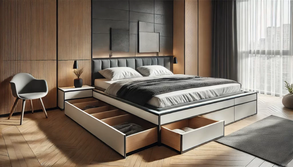 Floating Bed with Hidden Storage