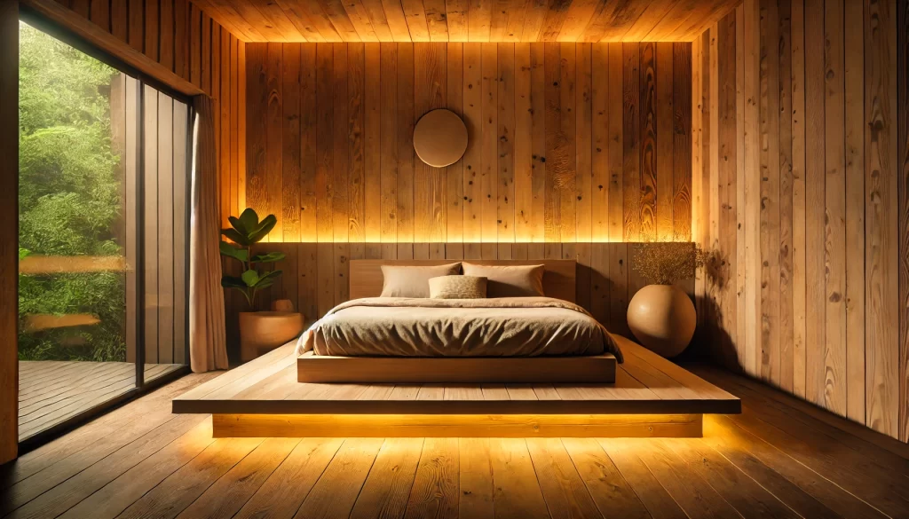 Wooden Floating Bed for a Cozy Vibe