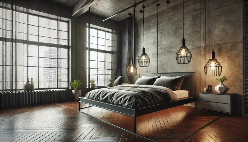 Industrial Floating Bed with Metal Frame