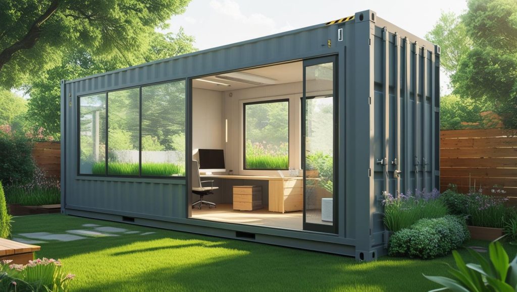shipping Container Office backyard