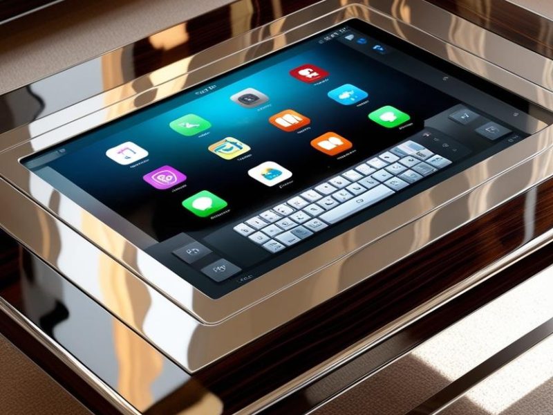 touchscreen coffee table with a keyboard virtual and apps